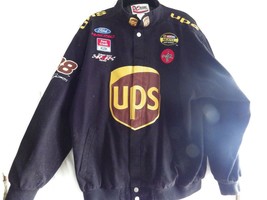 Vintage UPS Nascar Racing Jacket Dale Jarret Ford Coke XL - £97.21 GBP