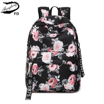 girls black flower backpack floral book bag school bags for girls bagpack female - £39.19 GBP
