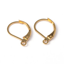 6 Leverback Earring Findings Gold Leverback Earring Wires Ear Wires Brass - $5.30