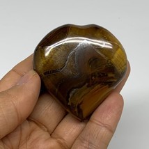 68.8g, 2&quot;x2&quot;x0.7&quot;, Tiger&#39;s Eye Heart Polished Healing Crystal @India, B33908 - £16.34 GBP