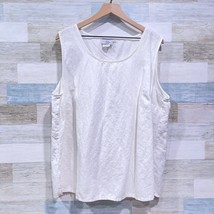 Hot Cotton Linen Lagenlook Tank Top White V Neck Casual Womens Plus Size 2X - £23.80 GBP