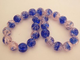 10 10 mm Czech Glass Round Crackle Beads: Light Pink/Blue - £1.66 GBP