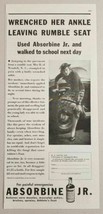 1936 Print Ad Absorbine Jr. Relieves Pain Lady Hurts Ankle Leaving Rumble Seat - £9.18 GBP