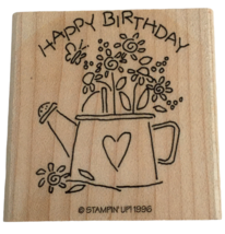 Stampin Up Rubber Stamp Happy Birthday Card Making Words Watering Can Gardener - £3.90 GBP