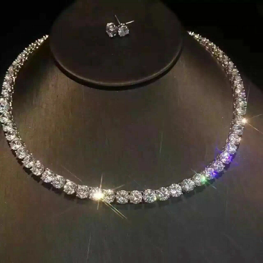 Hermoso Collar de Tenis CZ de Corte Redondo de 32 Quilates Chapado en Oro... Item image 2