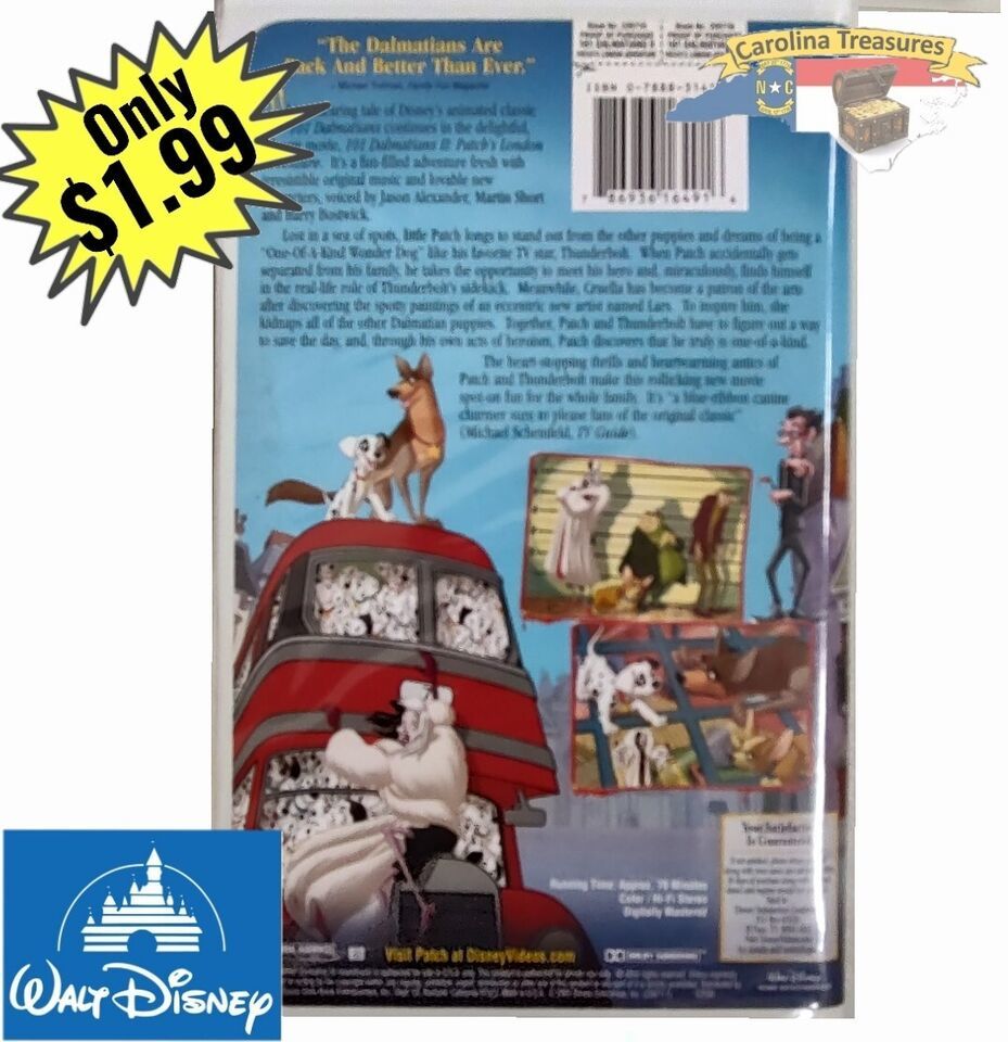 101 Dalmatians 2 Patch's London Adventure Vhs Disney's 101 Dalmatians II: Patch's London Adventure (VHS, 2002) - VHS