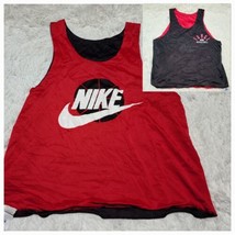 90s Nike Force Basketball Mesh Tank Top Jersey Men&#39;s Sz L Black Red Made... - $23.16