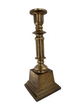 Brass Candle Holder Candlestick Pedestal Square Base Table Church Decor - £13.40 GBP