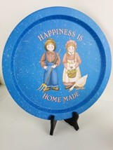 Vintage Blue Happiness Is Homemade Decorative Tin 13 Inches Man And Woman - £7.96 GBP