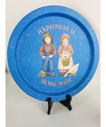 Vintage Blue Happiness Is Homemade Decorative Tin 13 Inches Man And Woman - £7.83 GBP