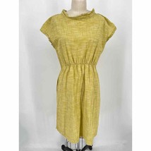 Beata Design Studio A-Line Dress Sz S/M Yellow Cap Sleeve Tie Neck - £23.49 GBP