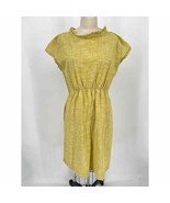 Beata Design Studio A-Line Dress Sz S/M Yellow Cap Sleeve Tie Neck - £23.15 GBP
