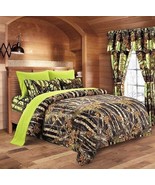 LIME CAMO SHEET SET!! FULL SIZE BEDDING 6 PC CAMOUFLAGE LIGHT YELLOW GREEN - $38.61