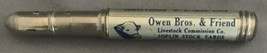 Vintage Owen Bros &amp; Friend Livestock Comm Joplin MO Advertising Bullet P... - £4.75 GBP