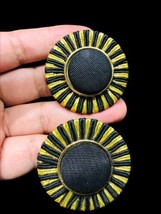 vintage clip on earrings material large round - £19.75 GBP