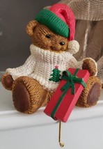 Hallmark Teddy Bear 4&quot; Christmas Stocking Hanger Xmas Figure Cib Discontinued - £25.82 GBP
