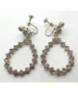 Vintage Signed WEISS Clear Rhinestone Teardrop Dangle Screw-on Earrings - $75.54 CAD