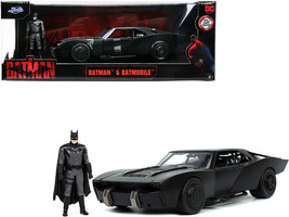 Batmobile Matt Black w Batman Diecast Figure The Batman 2022 Movie DC Comics 1/2 - £39.91 GBP