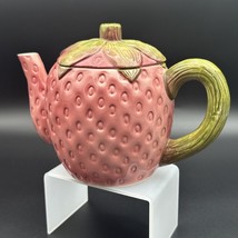 Vintage Ceramic Figural Strawberry Shaped Collectors Teapot with Vine Ha... - $28.05