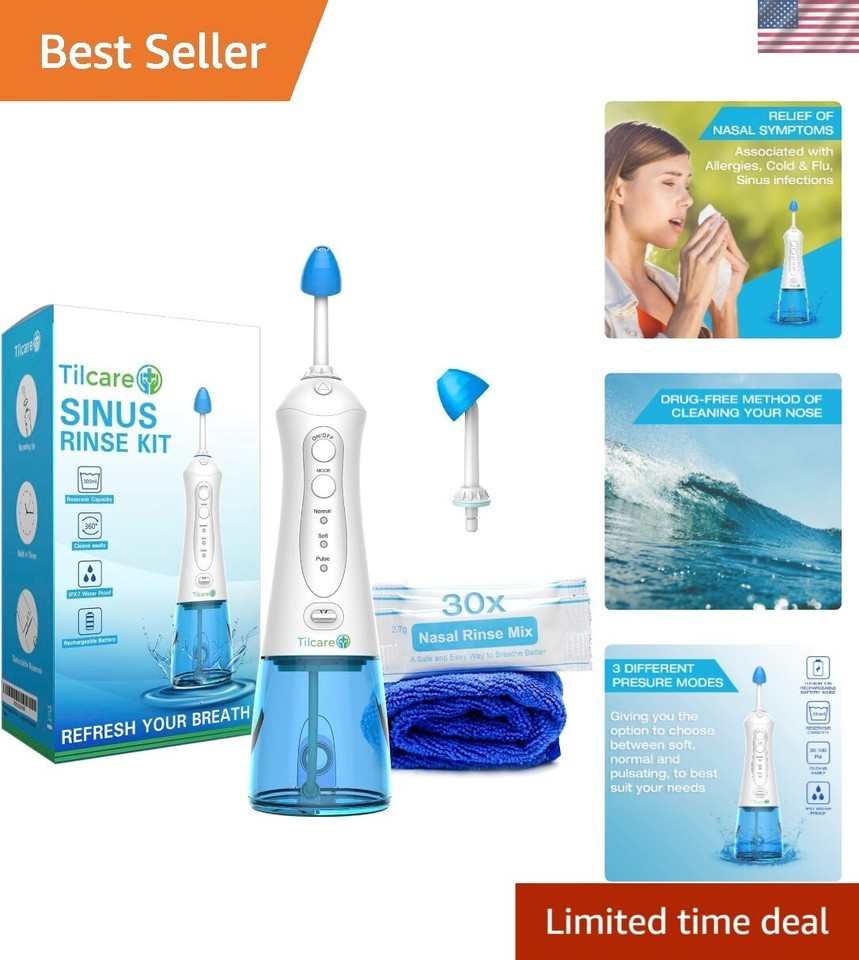 Sinus &amp; Allergy Relief Nasal Irrigation Device - Includes Towel &amp; Salt P... - $68.99