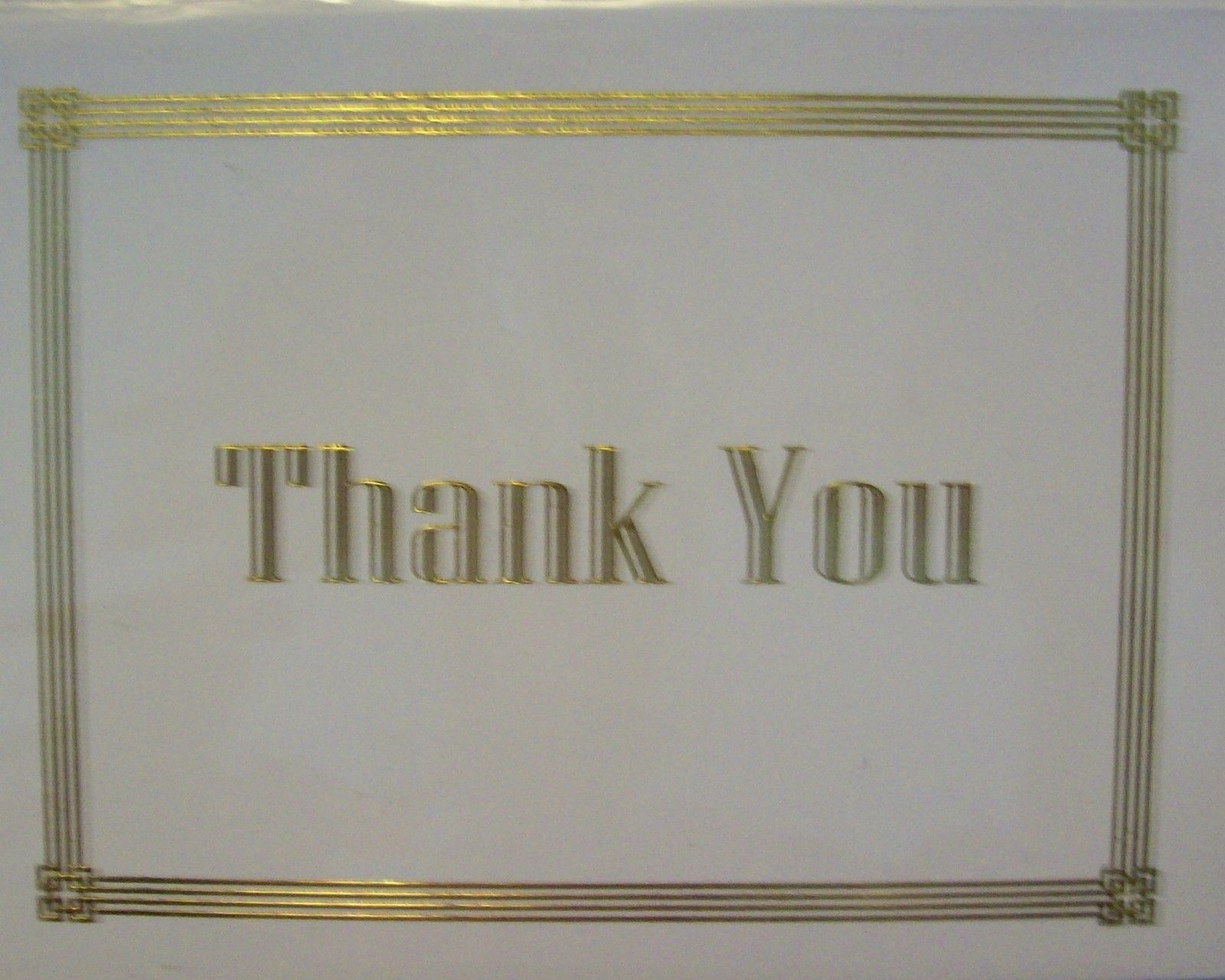 New THANK YOU CARDS~NOTES~All Purpose~Gold/White~Wedding~Shower~Sealed Pkg of 10 - $6.74