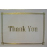 New THANK YOU CARDS~NOTES~All Purpose~Gold/White~Wedding~Shower~Sealed Pkg of 10 - $6.74