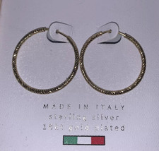 Mia Fiore Hoop Earrings 925 Sterling Silver 18kt Gold Plated NEW Made In Italy - £19.77 GBP