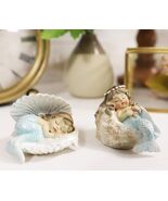 Ebros Mergirls with Blue Tail Mermaid Babies in Conch Shells Small Mini ... - $21.95