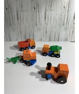 Wood Toy Construction 4 Vehicles, Cement Mixer, Dump Truck, Roller, Exca... - £22.15 GBP