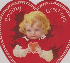 U/S Ellen Clapsaddle Sweet Child on a Red Heart Antique Valentine Card - £5.93 GBP