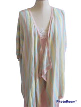 Blair Multi Color Striped Open Cardigan Sweater lightweight 2XL yellow g... - $20.78