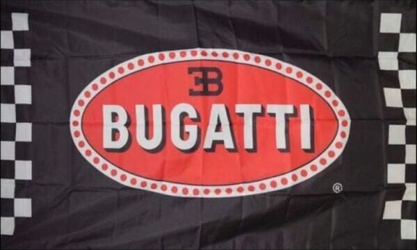 Bugatti Black Checkered Flag 3x5 FT Banner Flag Car Racing Show Garage Workshop