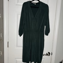 GARNET HILL Aria Cuprio Knit Dress Emerald Green Size Small Pockets Knee... - $654.10 MXN