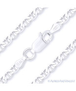 Solid 925 Italy Sterling Silver 3.5mm Marina Mariner Link Italian Chain Necklace - $27.92 - $46.16