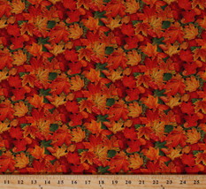 Autumn Leaves Leaf Fall Autumnal Landscape Cotton Fabric Print by Yard D512.16 - £22.72 GBP