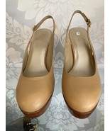Stuart Weitzman Beige / Hautfarben Holz Plateau Absatz Größe 7 - $235.04
