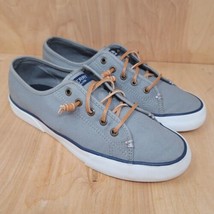 Sperry Top-Sider Womens Boat Shoes Sz 8.5 M Grey Canvas STS95729 Sea Coast - £21.56 GBP