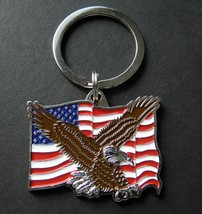 Usa Flag Eagle Home Of The Brave Keyring Key Chain 1.5 Inches - £6.26 GBP