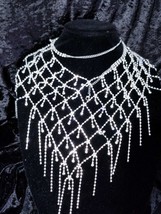 Necklace Bib Breastshield, Rhinestone Body Chain, Crystal Bra Body Jewelry, Beac - £43.60 GBP