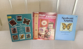 Lot of 3 Vintage Cross Stitch Needlepoint Leaflets Books Needlepoint Kingdom etc - £10.01 GBP