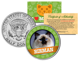 BIRMAN Cat JFK Kennedy Half Dollar US Colorized Coin - £6.71 GBP