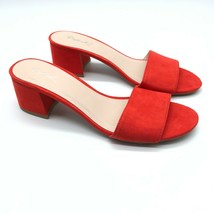 Qupid Womens Sandals Slides Block Heel Open Toe Faux Suede Orange Size 7.5 - £15.47 GBP