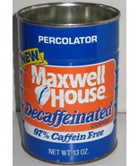 Vintage Empty Maxwell House Decaffeinated 13 Oz Tin Can no Lid Prop Display - £14.79 GBP