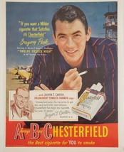 1950 Print Ad Chesterfield Cigarettes Actor Gregory Peck Twelve O&#39;Clock High - £17.67 GBP