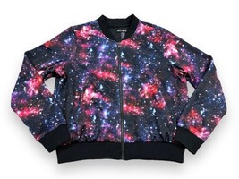 Hot Topic Galaxy Space Celestial Zip Up Bomber Jacket Juniors Women Sz L - $23.27