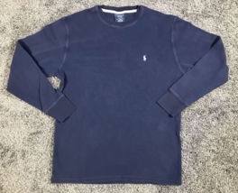 Polo Ralph Lauren Shirt Mens XL Blue Sleepwear Waffle Knit Thermal Crewneck Pony - £14.61 GBP