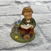 Berta Hummel Singing Lesson Figurine BH 111 1999 Boy Book Bird 3" - $17.77