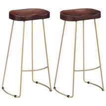 vidaXL Walnut Brown Bar Stools Set of 2 Rustic Wood &amp; Brass Furniture - $3,193.94 MXN