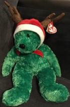 Ty Beanie Buddy Retired Plush 2002 Holiday Teddy Bear Reindeer Hat Tag Error - $14.99