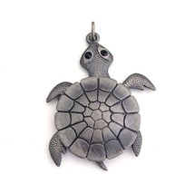 Pewter Articulated Turtle Necklace Pendant - $13.06